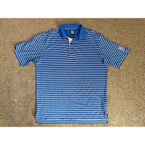 Footjoy FJ Blue Pinstripe TPC Valencia Golf Polo Size Large